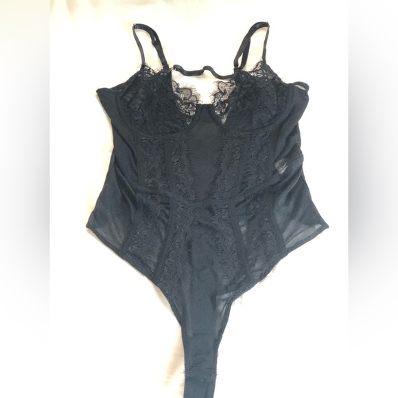 💚 Vintage Blāshe Intimates large lace bodysuit Black - Picture 3 of 7